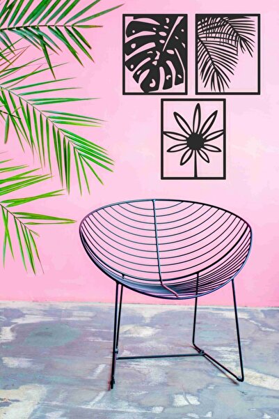 UNT Tablou decorativ din lemn dreptunghiular cu frunze 3 buc