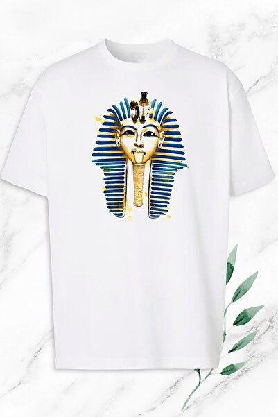 perseusshopping Oversize Ancient Egypt Egyptian Pharaoh Printed White T-Shirt
