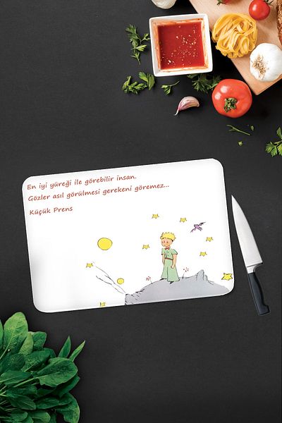 Decorita Little Prince Patterned |   Glass Cutting Board - Glass Cutting Board |   30cm X 40cm
