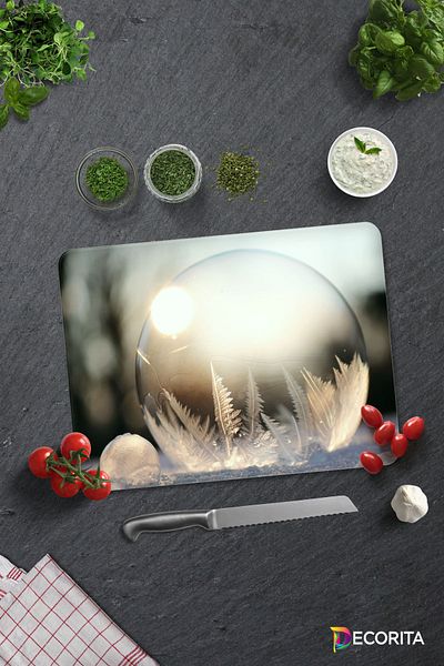 Decorita Winter Globe Patterned |   Glass Cutting Board - Glass Cutting Board |   30cm X 40cm