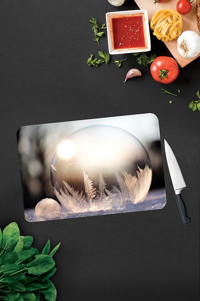 Decorita Winter Globe Patterned |   Glass Cutting Board - Glass Cutting Board |   30cm X 40cm