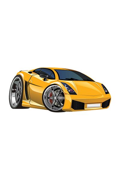 Tilki Dünyası Yellow Race Car Wall Stikcer