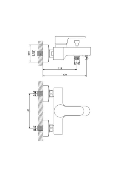 Newarc Master Bathroom Mixer - 187511   Gray Single Size