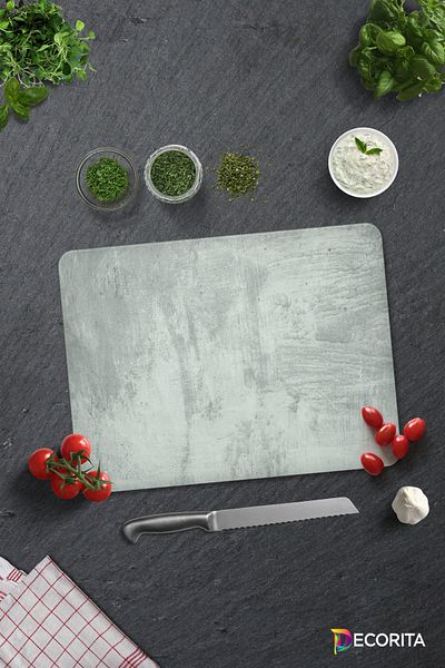 Decorita Gray Wall Textured |   Glass Cutting Board - Glass Cutting Board |   30cm X 40cm