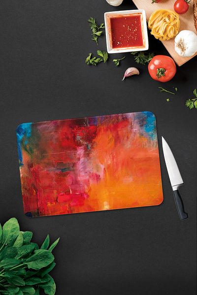 Decorita Colorful Oil Painting |   Glass Cutting Board - Glass Cutting Board |   30cm X 40cm