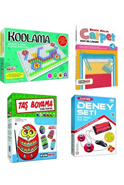 Redka/KumToys Kumtoys Kodlama Carpet Mini Halı Dokuma Taş Boyama Deney Seti 4'lü Set