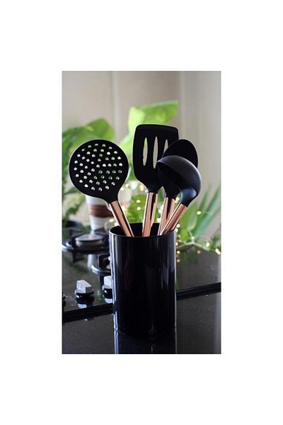 Kosova Black Patterned Ladle Set
