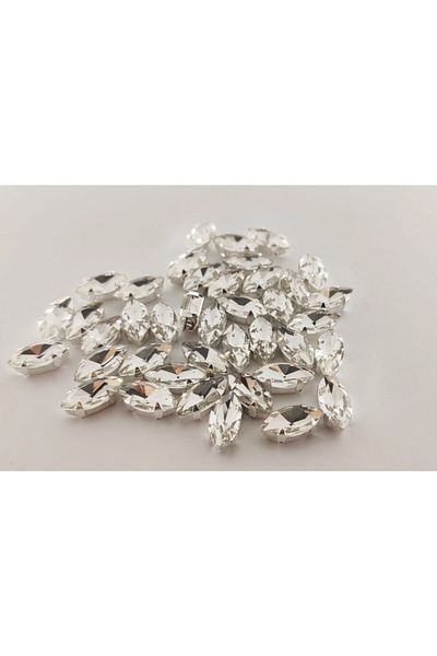 yiğit aksesuar 7x15(1.5 Cm) Shuttle Case Standing Glass Stone 100 Pieces White