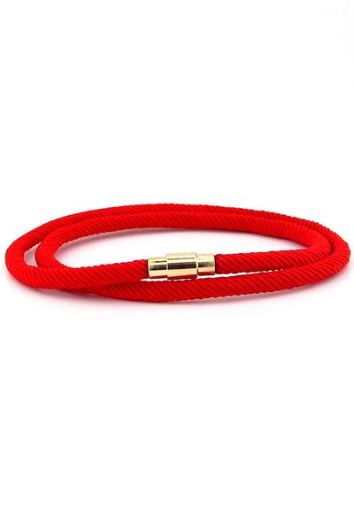 Solfera Men's Red Two Row Wrap Magnet Knitted Rope Bracelet M007g
