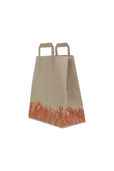 Kesepak Bag Kraft 25x30x14 Cm Straight Handle Flame Patterned - Box of 500 Pieces