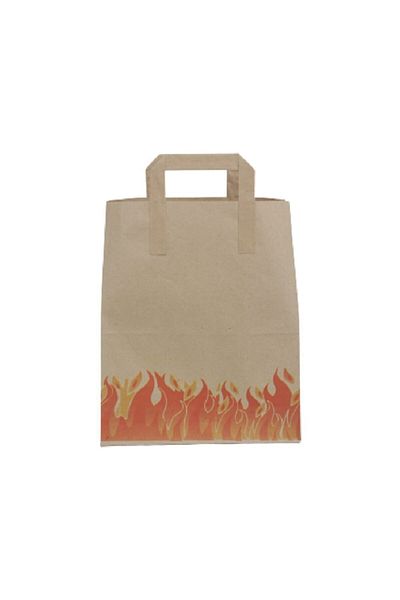 Kesepak Bag Kraft 25x30x14 Cm Straight Handle Flame Patterned - Box of 500 Pieces