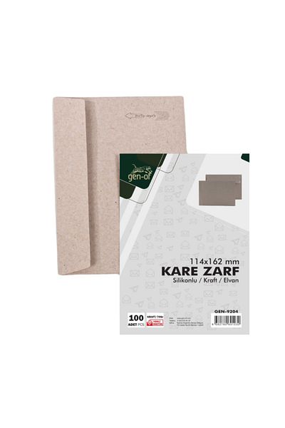 Gen-Of 100 Silicone Kraft Square Letter Envelopes - 114x162mm, 70gr