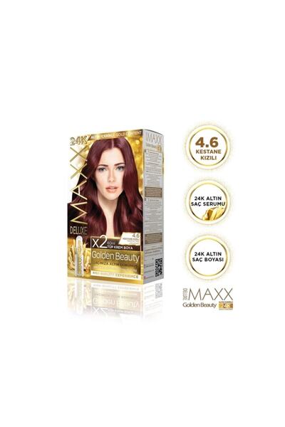 Deluxe Golden Beauty 24k Altın Içerikli 4.6 Kestane Kızılı Saç Boya Seti