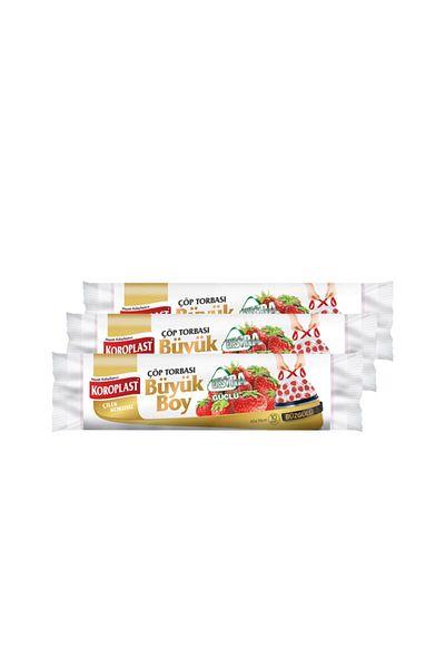 Koroplast Large Size Strawberry Scented Drawstring Garbage Bag - 65x70cm, 10 Pieces X 3 Advantageous