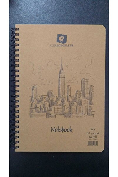 Alex Schoeller A5 тетрадка с твърда корица, 80 листа, квадратна, спирална