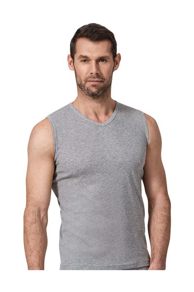 Namaldı 118 Ribana Men's Sleeveless V-Neck Undershirt Gray
