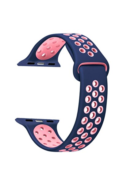 Microsonic Apple Watch SE 2022 40mm Rainbow Sport Band Kordon Lacivert Pembe Watch SE 2022 40mm için