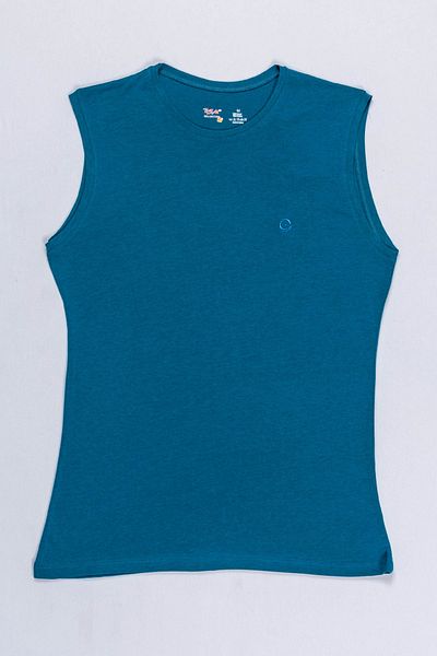 BSM Men's Petrol Modal Cotton Crew Neck Sleeveless T-Shirt