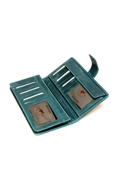 Westpolo Genuine Crazy Leather Unisex Portfolio Wallet Card Holder with Phone Compartment