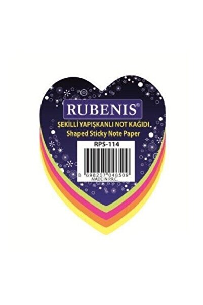 Rubenis Kalp Şekilli Yapışkanlı 5 Renk Ps-114