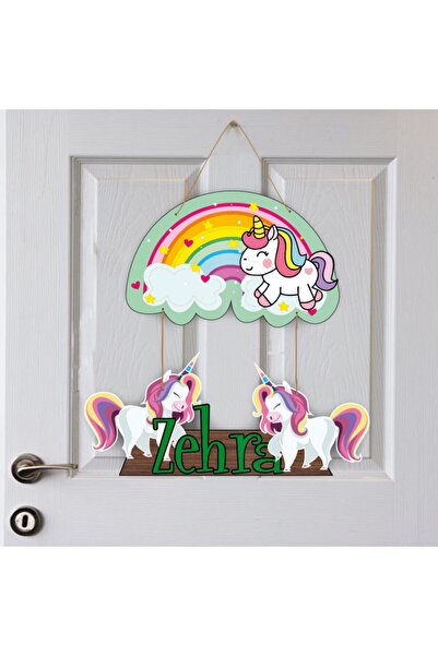 Kapbirhediye Bebek Odası Ahşap Kapı Süsü Unicorn