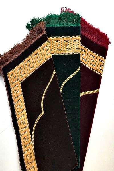 Kardelen Dodya Prayer Rug Set of 3 Green, Burgundy, Brown