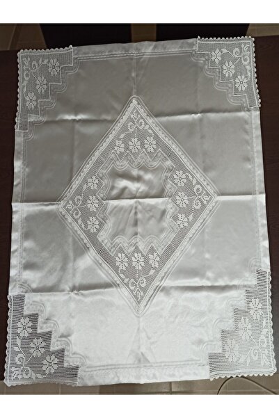 arzumçeyiz Beyaz Saten El Işi Dantel Bohça  8 Köşeli