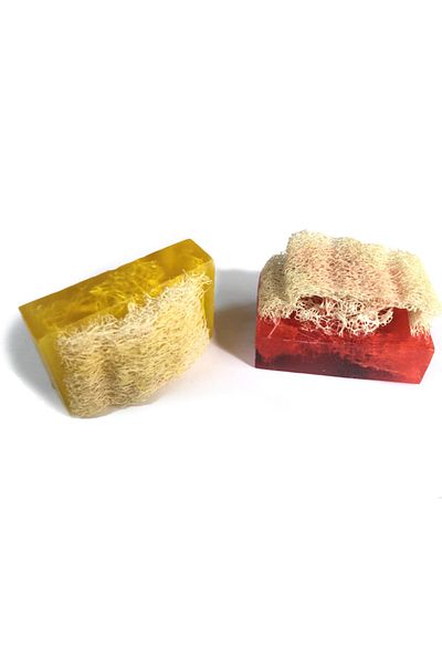 Develi 1973 100% Handmade 2-Piece Natural Pumpkin Fiber Soap-honey Soap + Rose Soap