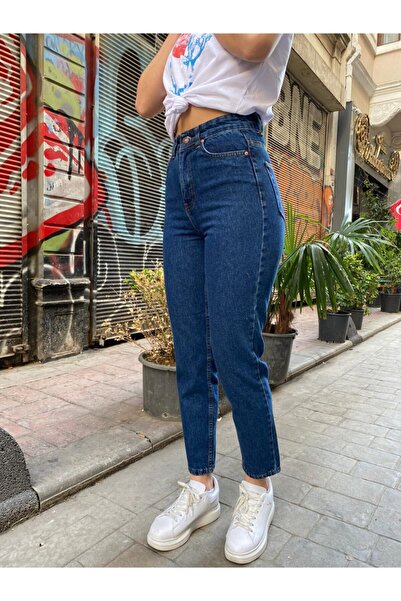 BİENAL BUTİK Жіночі темно-сині джинси Mom Jean