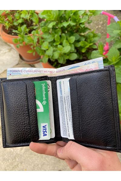 BBLACKSTORE Black Genuine Original Leather Standing Model Wallet