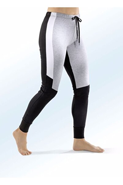 Nur Aka by Nurteks بنطال رياضي نسائي بقصة ضيقة باللون الرمادي والأسود
