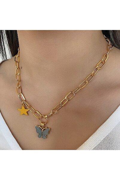 takıtarzım Butterfly Chain Mother of Pearl Necklace