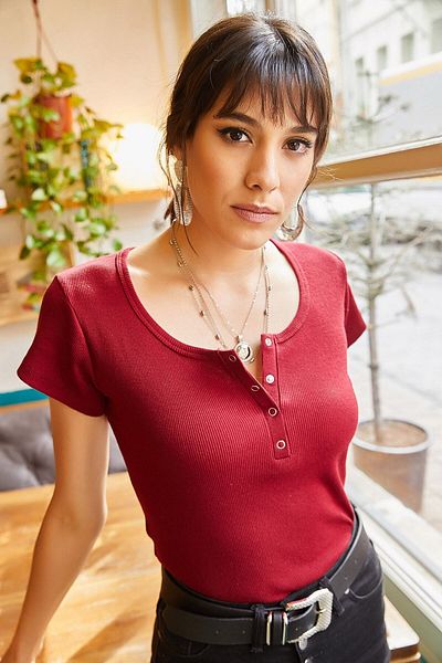 Olalook Damen Cherry Rotten Snap-On Camisole T-Shirt BLZ-19000171