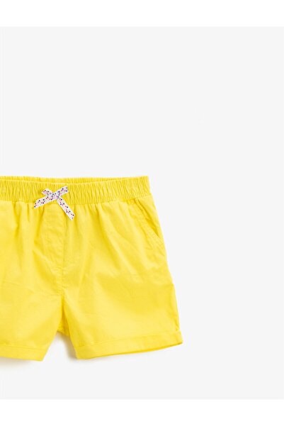 Koton Dívčí kapesní bavlněné šortky s mašlí v pase