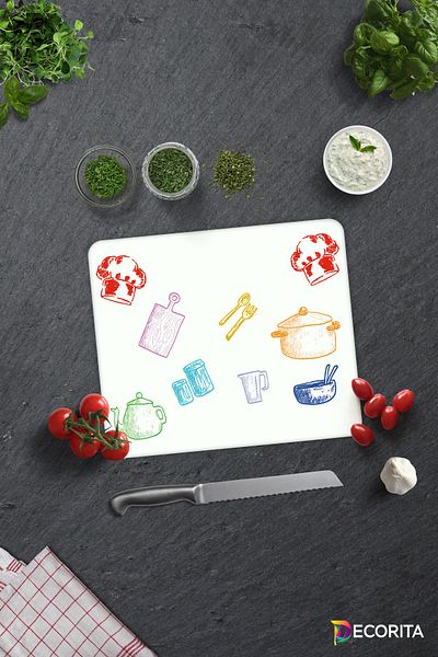 Decorita Colorful Board |   Glass Cutting Board - Glass Cutting Board |   White Background |   29cm X 34cm