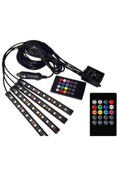 Vendortuning Araç Içi Aydınlatma Kumandalı Müziğe Duyarlı 9 Led Ayak Altı Led