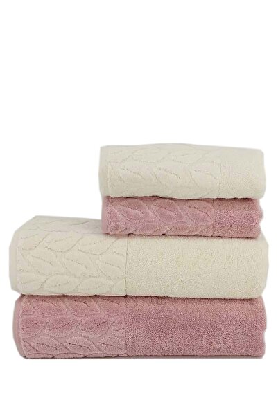 Romans Set prosoape de baie Hazal 4 piese crem/liliac