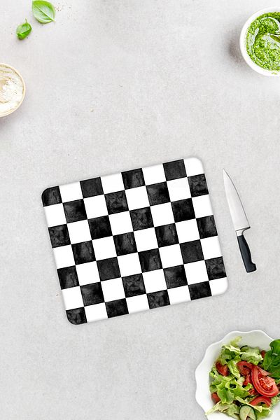 Decorita Checkered Pattern |   Glass Cutting Board - Glass Cutting Board |   29cm X 34cm
