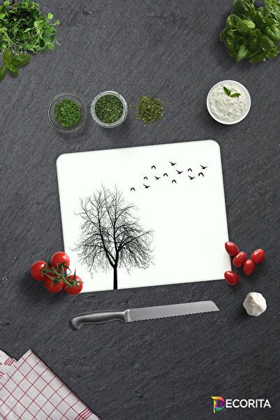Decorita نمط الشجرة والطيور |   لوح تقطيع الزجاج - لوح تقطيع الزجاج |   29 سم...