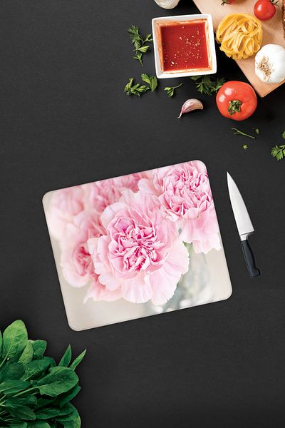 Decorita Pink Chrysanthemum |   Glass Cutting Board - Glass Cutting Board |   29cm X 34cm