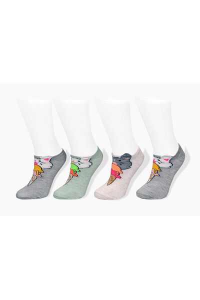 CUBBUX Women's Cat Printed Ankle Length Socks 4-Piece
