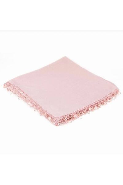 ALLURİNG THE BETTER ONE Pudra Rengi Kenarı Boncuklu Tülbent Yazmalar 100x100 ...