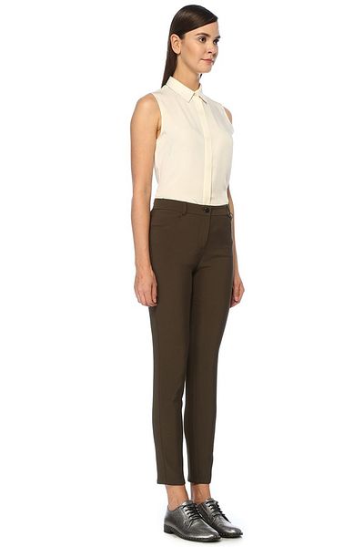 Beymen Club Khakifarbene Hose mit schmalem Bein und normaler Taille