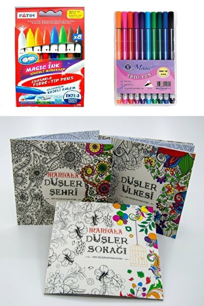 Karatay Yayınları Mandala Her Yaş Için Boyama 3 Kitap +10+8 Renk Fineliner Kalem