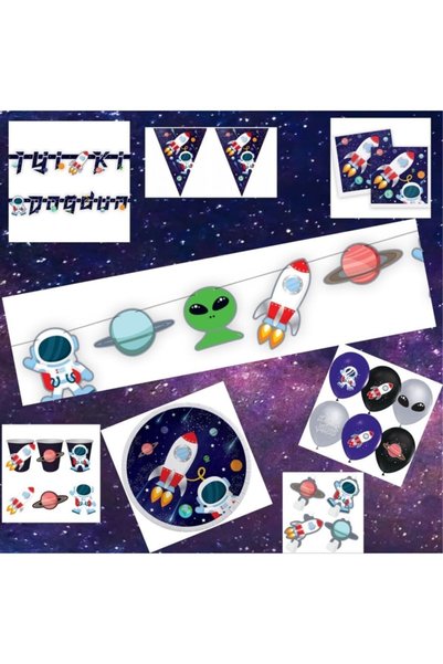 BalonEvi Space Theme Party Set for 8 People