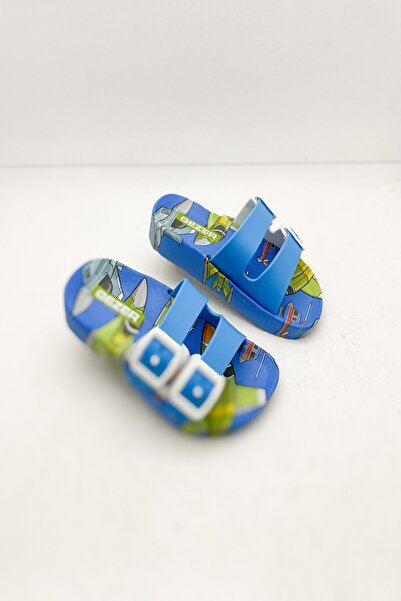 GEZER Erkek Çocuk Islak Zeminde Kullanılabilen Kaydırmaz Robot Figürlü Terlik Modeli - Mavi