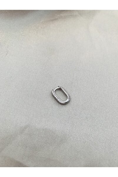 denizden silver Tekli Zirkon Taşlı Halka Küpe