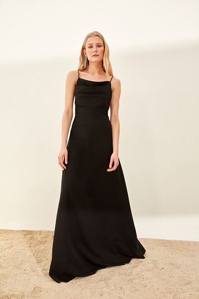 DCEY X Trendyol Μαύρο βραδινό φόρεμα Alegra DCEY1013