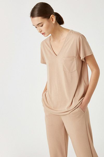 Koton Pyjamaoberteil - Beige - Unifarben