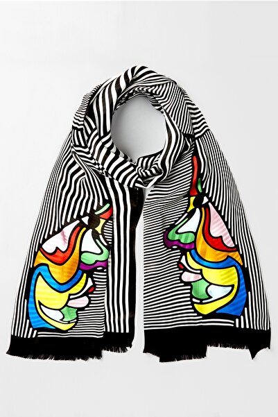 Galiga لون الوجه شال حرير 100% مقاس 65*185 سم